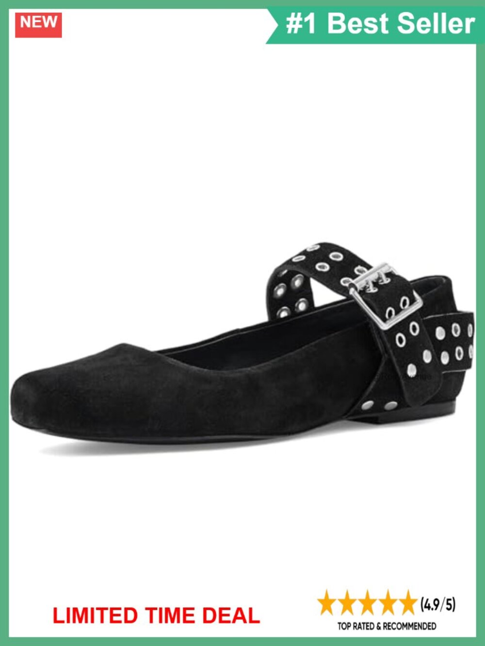 Suede Mary Jane Flats Square Toe Buckle Strap Casual Party Shoes